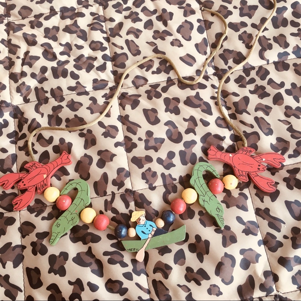 Louisiana Cajun wooden necklace